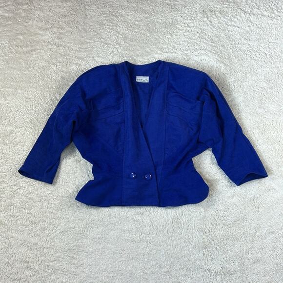 Vintage 80s Blondie and Me bluish purple peplum skirt suit set, size 7 - Picture 5 of 12